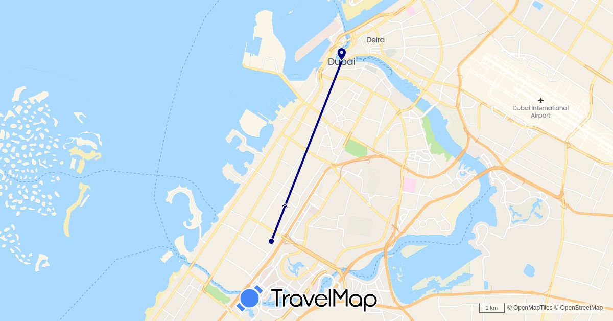 TravelMap itinerary: driving, train in United Arab Emirates (Asia)